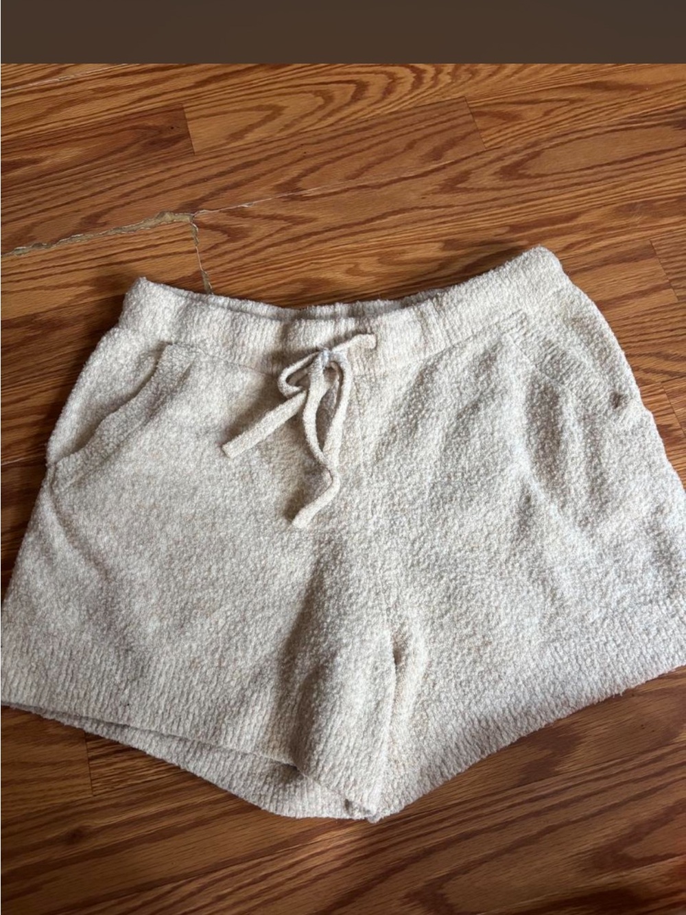 Auden Cream Plush Drawstring Athletic Shorts